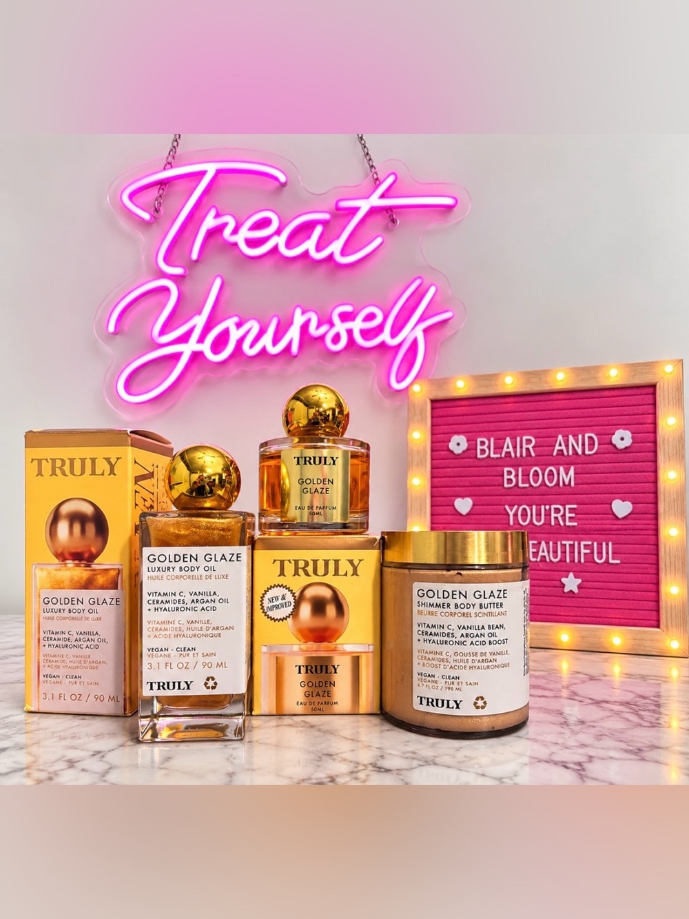Truly Beauty Golden Glaze Body Oil, Body Butter, & E.D.P. Bundle